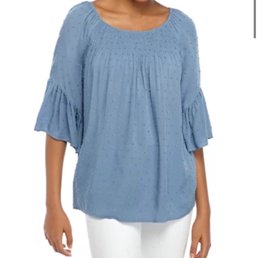 NWT Spense Women's Peasant Blouse Blue Size Large